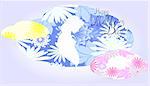 Silhouette of expectant mother in a cloud of flowers. EPS10 vector illustration