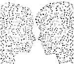 vector illustration of man and woman musical notes heads