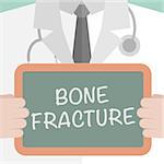 minimalistic illustration of a doctor holding a blackboard with Bone Fracture text, eps10 vector