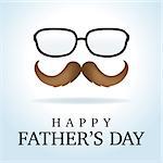 A Happy Father's Day message with glasses and mustache. Vector EPS 10 available.
