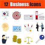 Flat design business icon set in ui colors. Vector illustration.