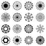 Black geometric round ornaments collection vector illustration