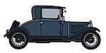 Hand drawing of a vintage dark blue short coupe - not a real type