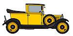 Hand drawing of a vintage yellow car - not a real type