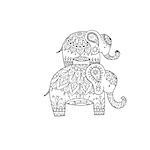 Elephant ornate, sketch for your design. Vector illustration