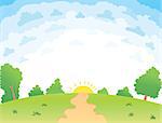 Vector illustration of a beautiful summer landscape lawn vector edge of the forest glade