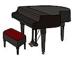 Hand drawing of a classic black grand piano