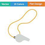 Flat design icon of whistle on lace in ui colors. Vector illustration.