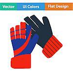 Flat design icon of football   goalkeeper gloves in ui colors. Vector illustration.