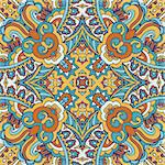 Abstract  medallion vector seamless pattern. Flourish ornament design. geometric mosaic fill