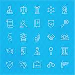 Law and Justice Line Icons Set over Polygonal Background. Vector Set of Modern Thin Outline Lawyer and Attorney Items.
