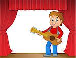 Boy guitar player on stage theme 1 - eps10 vector illustration.