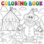 Coloring book clown near circus theme 6 - eps10 vector illustration.