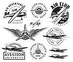 retro pattern set of monochrome planes, badges, design elements