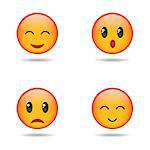 Set of emoji or emoticons isolated on white background. Vector illustration