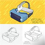 drawing of VR Virtual 3d reality goggles