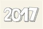 New Year 2017 hand drawn vector sign
