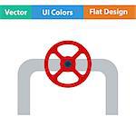 Flat design icon of Pipe with valve in ui colors. Vector illustration.