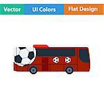 Football fan bus icon. Flat design in ui colors. Vector illustration.