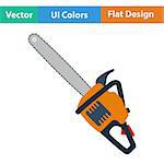Flat design icon of chain saw in ui colors. Vector illustration.