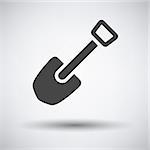 Camping shovel icon on gray background with round shadow. Vector illustration.