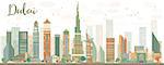 Abstract Dubai City skyline withcolor skyscrapers. Vector illustration