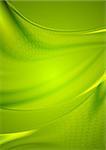 Abstract bright green background with smooth waves. Vector blurred illustration for web or print design