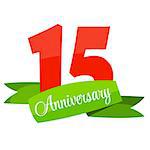 Cute Template 15 Years Anniversary Sign Vector Illustration EPS10