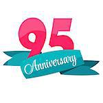 Cute Template 95 Years Anniversary Sign Vector Illustration EPS10