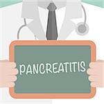 minimalistic illustration of a doctor holding a blackboard with Pancreatitis text, eps10 vector