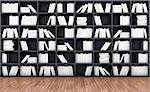 3d illustration of a bookcase with a books of white colour