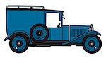 Hand drawing of a vintage blue delivery vehicle - not a real type