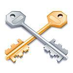 Two metal keys isolated on white background. Vector illustration.