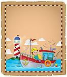 Parchment with fishing boat theme 2 - eps10 vector illustration.