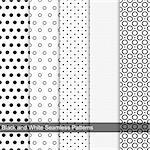 Dots simple patterns, seamless. Black and white texture