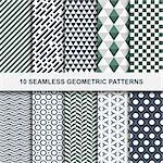Set of vector geometric decorative patterns - seamless backgrounds.