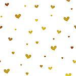 Gold glitter background with hearts. Vector seamless graphic design for web, print use, wrapping paper. Valentine Day illustration