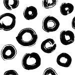 Modern grunge pattern, vector seamless thick brushstrokes pattern in black and white, hipster background, grunge circles