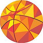 Low polygon style illustration of a basketball ball on isolated white background.