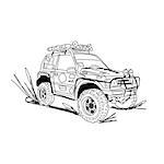 Tuned SUV car, sketch for your design. Vector illustration