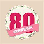 Cute Template 80 Years Anniversary Sign Vector Illustration EPS10