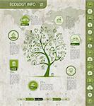 Ecology infographics with green tree, sketch for yuor design. Vector illustration