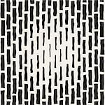 Vector Seamless Black And White Hand Drawn Vertical Rectangles Halftone Pattern. Abstract Geometric Background Design