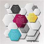 Vector infographic scheme with colorful hexagons, polygonal infographics, hexagon background