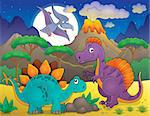 Night landscape with dinosaur theme 5 - eps10 vector illustration.