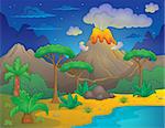 Prehistoric night landscape 1 - eps10 vector illustration.