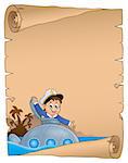 Stylized parchment with submarine theme - eps10 vector illustration.