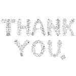 Vector illustration of Thank you text on white background.Coloring page.