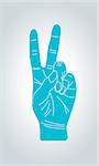 V sign hand gesture. Victory and peace gesture symbol. Two fingers gesture.