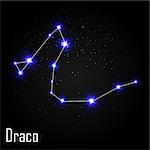 Draco Constellation with Beautiful Bright Stars on the Background of Cosmic Sky Vector Illustration EPS10